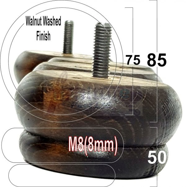 4x SOLID WOODEN FURNITURE LEGS M8(8mm) CHAIR REPLACEMENT BUN FEET 50mm HIGH - Image 20