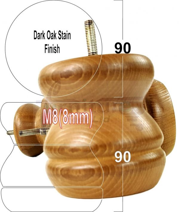 4x SOLID WOODEN FURNITURE LEGS M8(8mm) CHAIR REPLACEMENT BUN FEET 90mm HIGH - Image 25