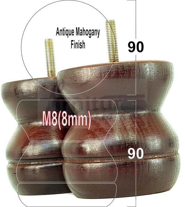 4x SOLID WOODEN FURNITURE LEGS M8(8mm) CHAIR REPLACEMENT BUN FEET 90mm HIGH - Image 31
