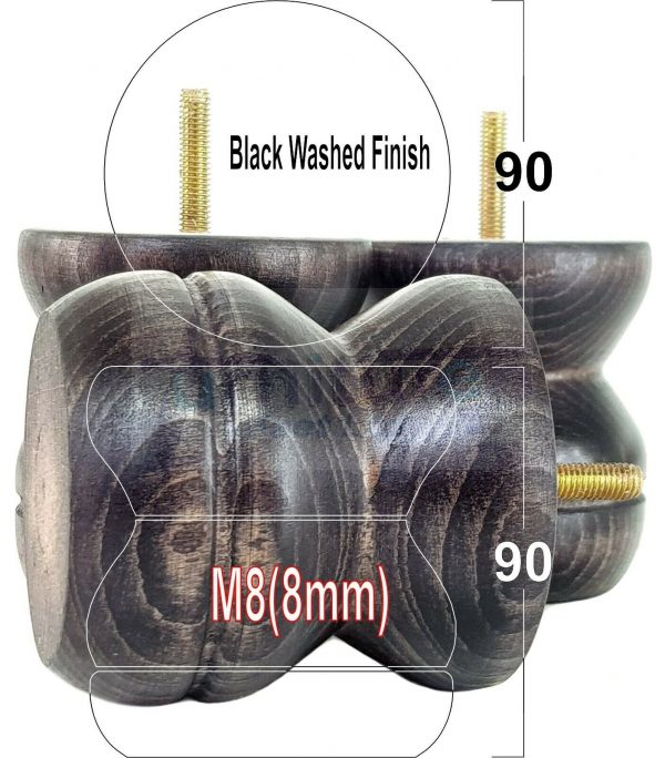 4x SOLID WOODEN FURNITURE LEGS M8(8mm) CHAIR REPLACEMENT BUN FEET 90mm HIGH - Image 10