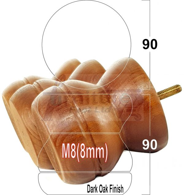 4x SOLID WOODEN FURNITURE LEGS M8(8mm) CHAIR REPLACEMENT BUN FEET 90mm HIGH - Image 11
