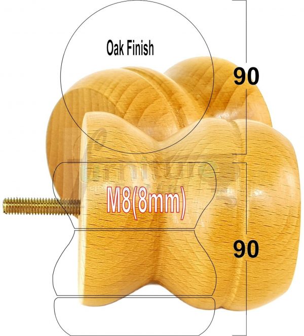 4x SOLID WOODEN FURNITURE LEGS M8(8mm) CHAIR REPLACEMENT BUN FEET 90mm HIGH - Image 22