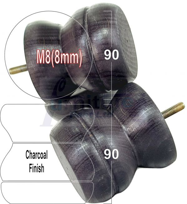 4x SOLID WOODEN FURNITURE LEGS M8(8mm) CHAIR REPLACEMENT BUN FEET 90mm HIGH - Image 33