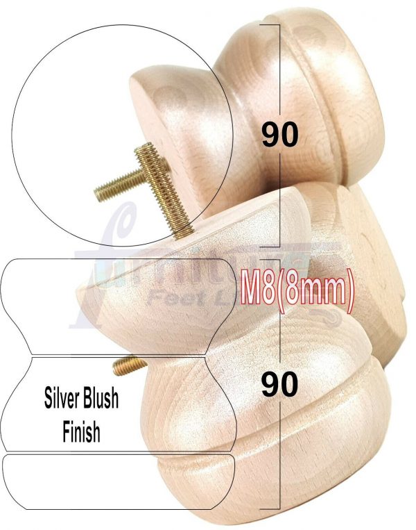 4x SOLID WOODEN FURNITURE LEGS M8(8mm) CHAIR REPLACEMENT BUN FEET 90mm HIGH - Image 34