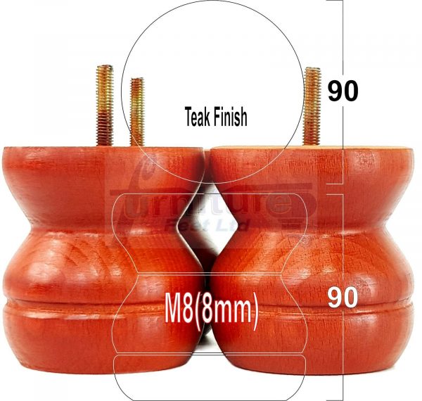 4x SOLID WOODEN FURNITURE LEGS M8(8mm) CHAIR REPLACEMENT BUN FEET 90mm HIGH - Image 28