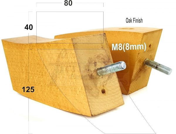 4x TAPERED WOODEN SOFA LEGS 125mm High CHAIR REPLACEMENT FURNITURE FEET M8(8mm) - Image 23