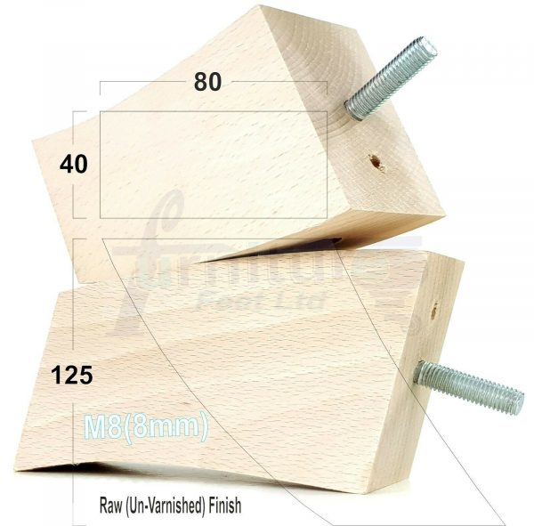 4x TAPERED WOODEN SOFA LEGS 125mm High CHAIR REPLACEMENT FURNITURE FEET M8(8mm) - Image 22