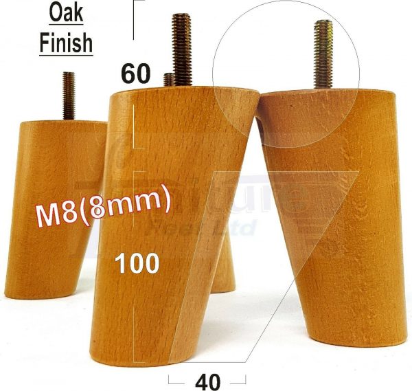4x WOOD FURNITURE CHAIR LEGS M8(8mm) REPLACEMENT SOFA / SETTEE FEET 100mm HIGH - Image 22