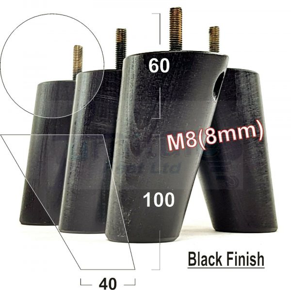 4x WOOD FURNITURE CHAIR LEGS M8(8mm) REPLACEMENT SOFA / SETTEE FEET 100mm HIGH - Image 12