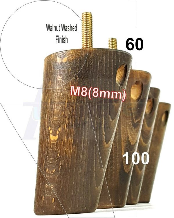 4x WOOD FURNITURE CHAIR LEGS M8(8mm) REPLACEMENT SOFA / SETTEE FEET 100mm HIGH - Image 16