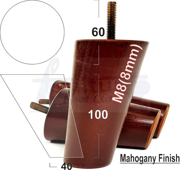 4x WOOD FURNITURE CHAIR LEGS M8(8mm) REPLACEMENT SOFA / SETTEE FEET 100mm HIGH - Image 18