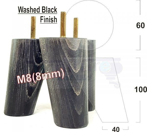 4x WOOD FURNITURE CHAIR LEGS M8(8mm) REPLACEMENT SOFA / SETTEE FEET 100mm HIGH - Image 13