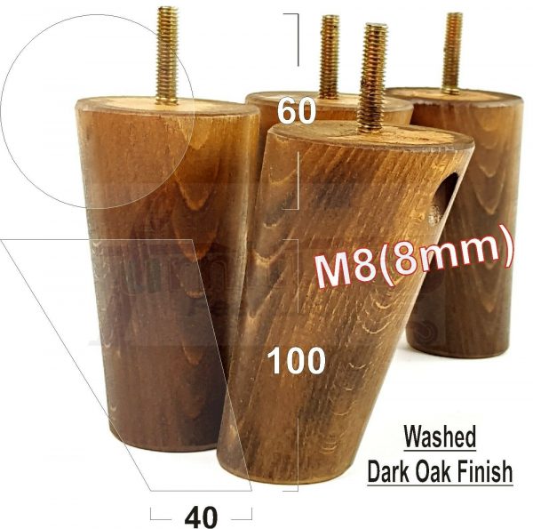 4x WOOD FURNITURE CHAIR LEGS M8(8mm) REPLACEMENT SOFA / SETTEE FEET 100mm HIGH - Image 15