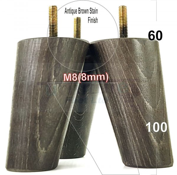 4x WOOD FURNITURE CHAIR LEGS M8(8mm) REPLACEMENT SOFA / SETTEE FEET 100mm HIGH - Image 11