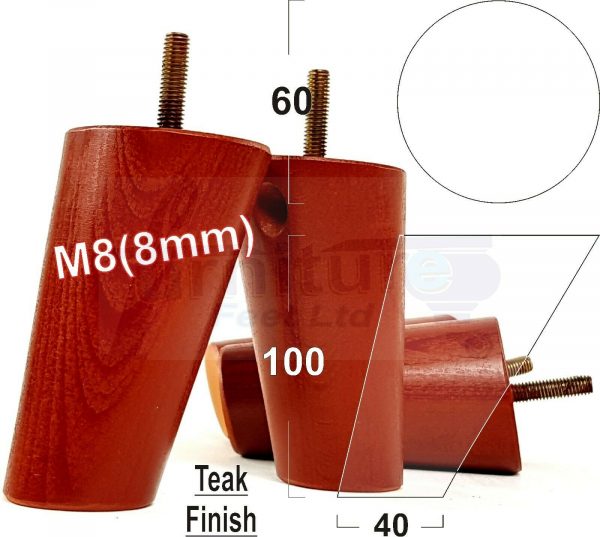 4x WOOD FURNITURE CHAIR LEGS M8(8mm) REPLACEMENT SOFA / SETTEE FEET 100mm HIGH - Image 26