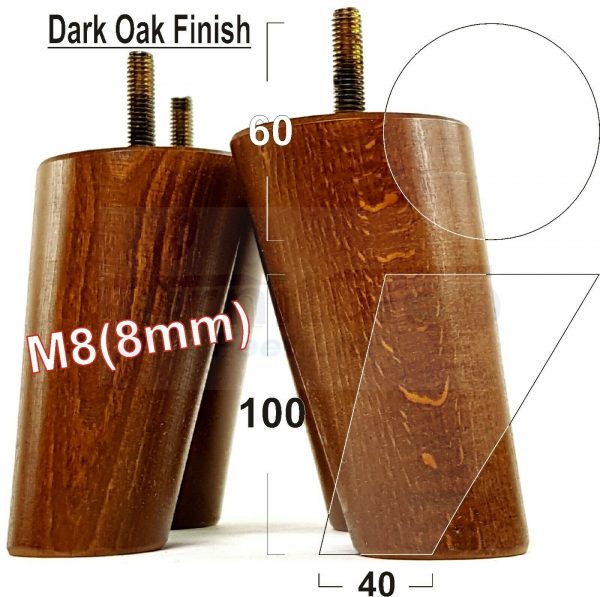 4x WOOD FURNITURE CHAIR LEGS M8(8mm) REPLACEMENT SOFA / SETTEE FEET 100mm HIGH - Image 14