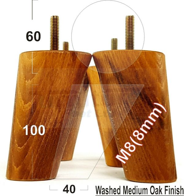 4x WOOD FURNITURE CHAIR LEGS M8(8mm) REPLACEMENT SOFA / SETTEE FEET 100mm HIGH - Image 20