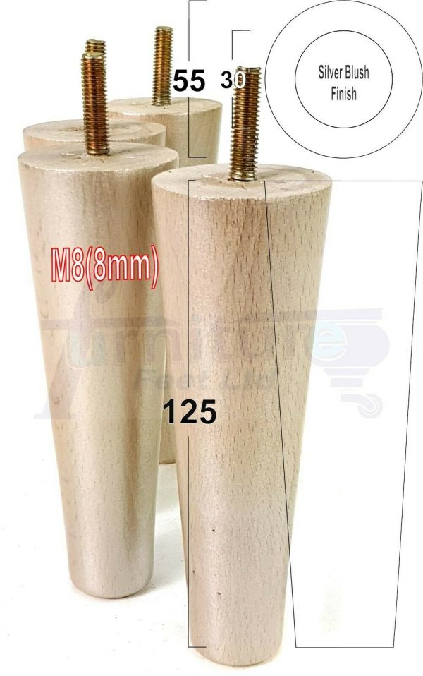 4x WOOD REPLACEMENT FURNITURE CHAIR LEGS M8(8mm) SOFA - SETTEE FEET 125mm HIGH - Image 18