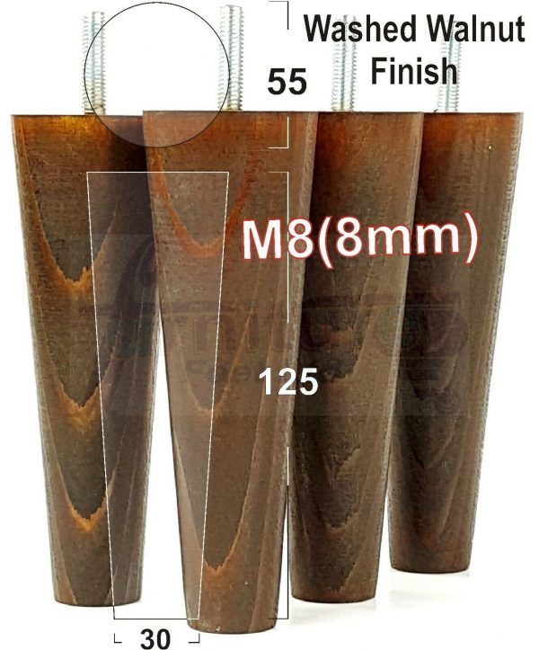 4x WOOD REPLACEMENT FURNITURE CHAIR LEGS M8(8mm) SOFA - SETTEE FEET 125mm HIGH - Image 21