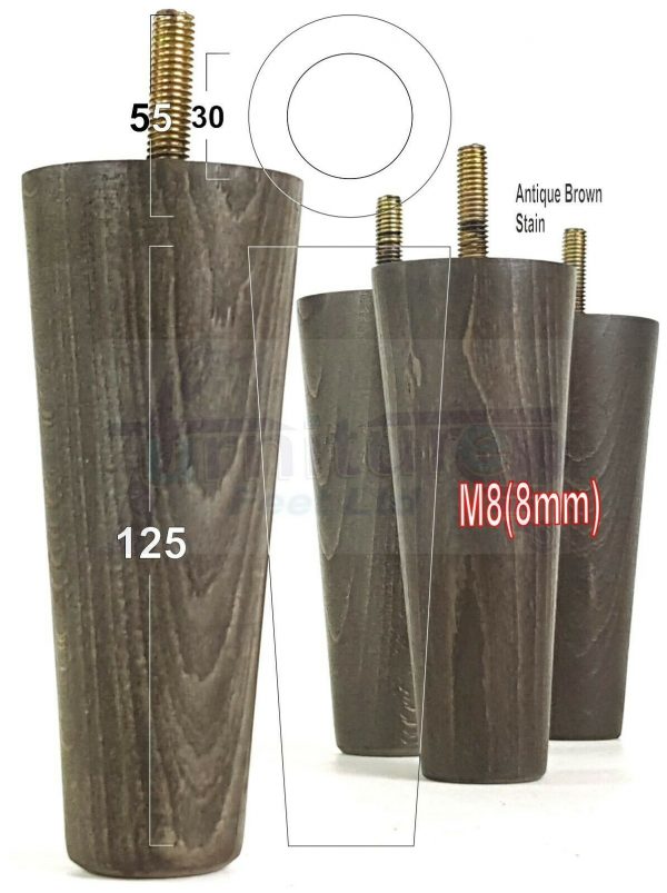 4x WOOD REPLACEMENT FURNITURE CHAIR LEGS M8(8mm) SOFA - SETTEE FEET 125mm HIGH - Image 15
