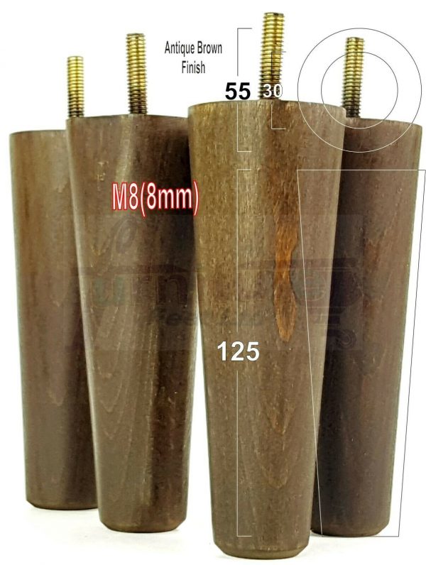 4x WOOD REPLACEMENT FURNITURE CHAIR LEGS M8(8mm) SOFA - SETTEE FEET 125mm HIGH - Image 14