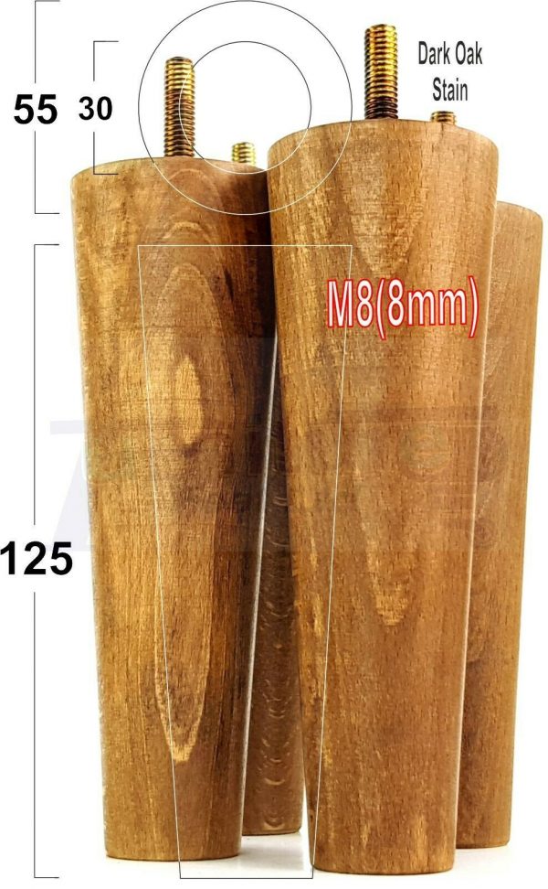 4x WOOD REPLACEMENT FURNITURE CHAIR LEGS M8(8mm) SOFA - SETTEE FEET 125mm HIGH - Image 31