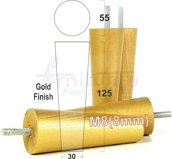 4x WOOD REPLACEMENT FURNITURE CHAIR LEGS M8(8mm) SOFA - SETTEE FEET 125mm HIGH - Image 22