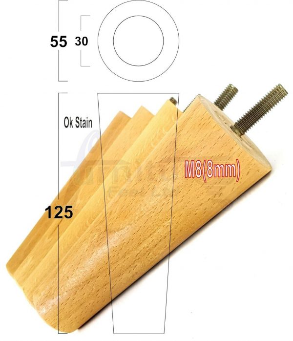 4x WOOD REPLACEMENT FURNITURE CHAIR LEGS M8(8mm) SOFA - SETTEE FEET 125mm HIGH - Image 29
