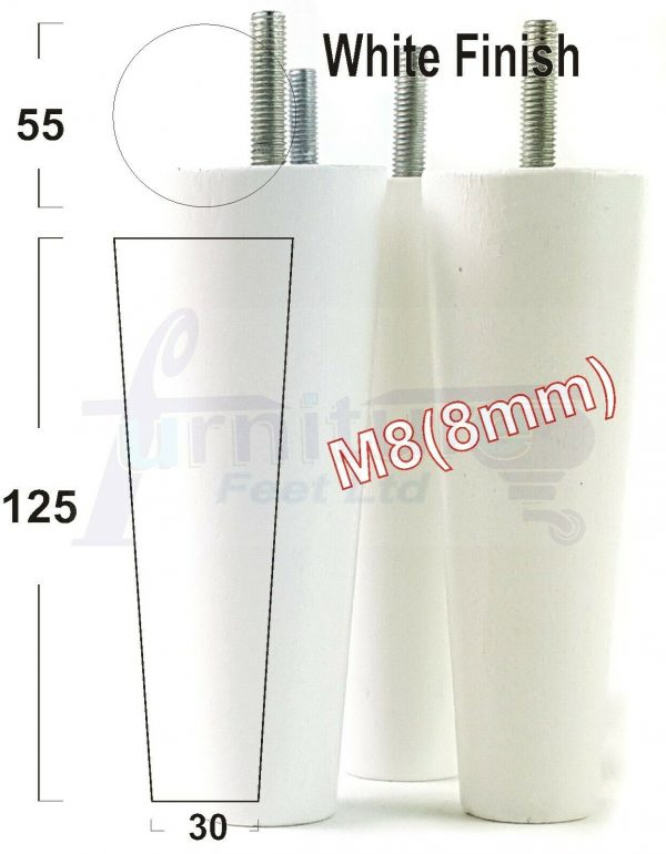 4x WOOD REPLACEMENT FURNITURE CHAIR LEGS M8(8mm) SOFA - SETTEE FEET 125mm HIGH - Image 35