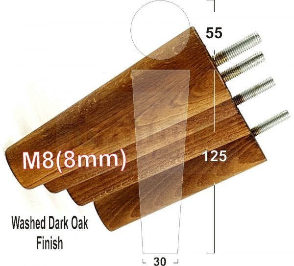4x WOOD REPLACEMENT FURNITURE CHAIR LEGS M8(8mm) SOFA - SETTEE FEET 125mm HIGH - Image 20