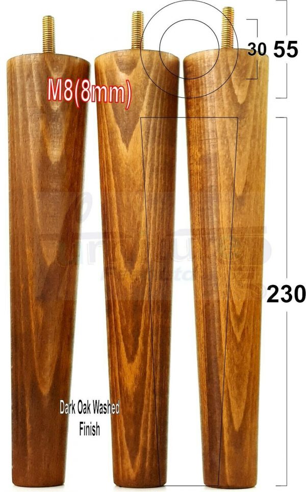 4x WOOD REPLACEMENT FURNITURE CHAIR LEGS M8(8mm) SOFA - SETTEE FEET 230mm HIGH - Image 20