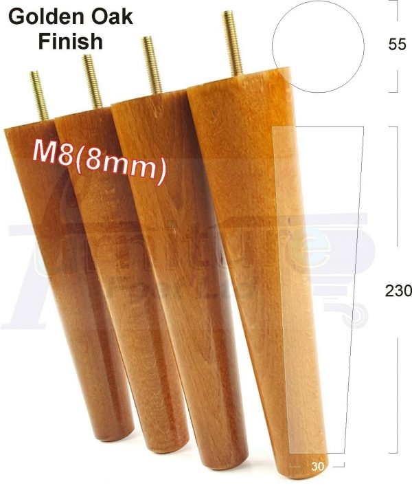 4x WOOD REPLACEMENT FURNITURE CHAIR LEGS M8(8mm) SOFA - SETTEE FEET 230mm HIGH - Image 23