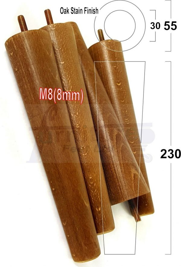 4x WOOD REPLACEMENT FURNITURE CHAIR LEGS M8(8mm) SOFA - SETTEE FEET 230mm HIGH - Image 30