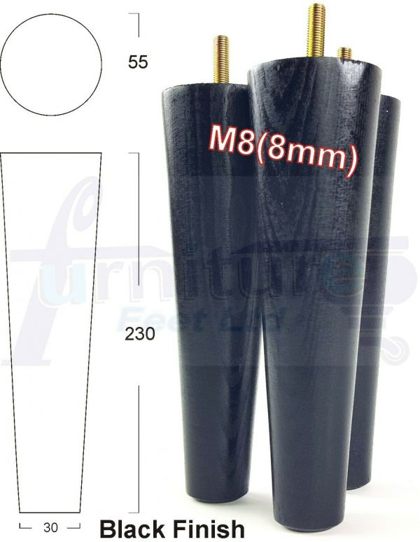 4x WOOD REPLACEMENT FURNITURE CHAIR LEGS M8(8mm) SOFA - SETTEE FEET 230mm HIGH - Image 16