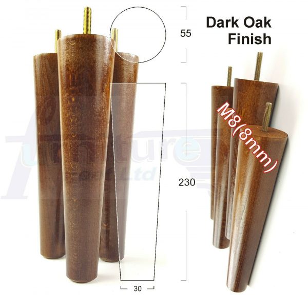 4x WOOD REPLACEMENT FURNITURE CHAIR LEGS M8(8mm) SOFA - SETTEE FEET 230mm HIGH - Image 19