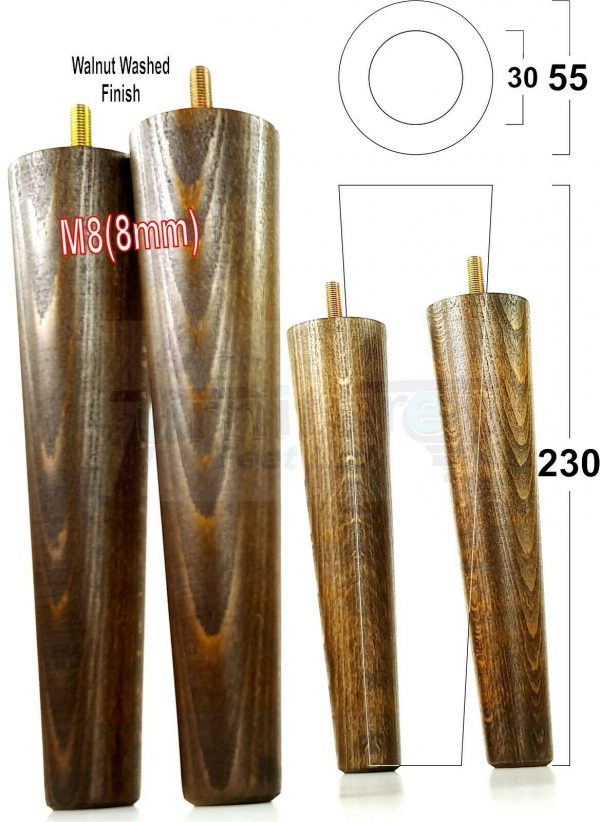 4x WOOD REPLACEMENT FURNITURE CHAIR LEGS M8(8mm) SOFA - SETTEE FEET 230mm HIGH - Image 21