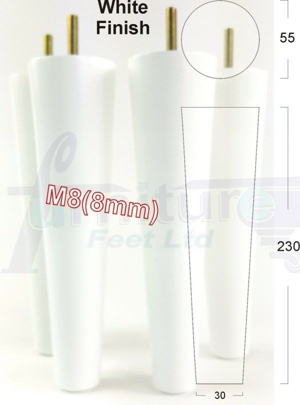 4x WOOD REPLACEMENT FURNITURE CHAIR LEGS M8(8mm) SOFA - SETTEE FEET 230mm HIGH - Image 34