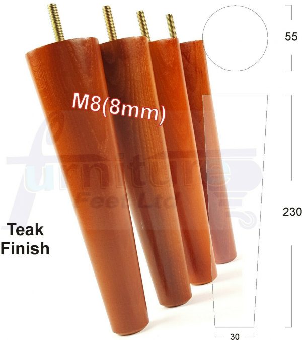 4x WOOD REPLACEMENT FURNITURE CHAIR LEGS M8(8mm) SOFA - SETTEE FEET 230mm HIGH - Image 33