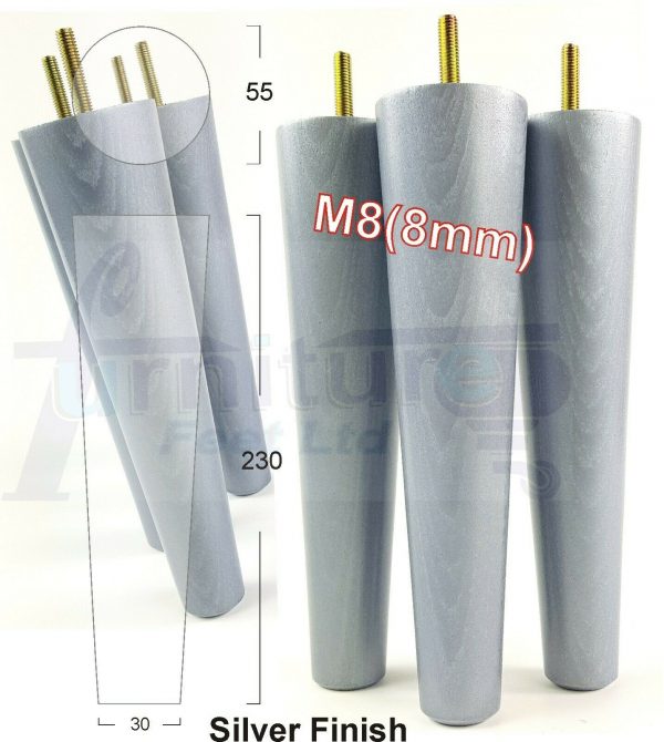 4x WOOD REPLACEMENT FURNITURE CHAIR LEGS M8(8mm) SOFA - SETTEE FEET 230mm HIGH - Image 31