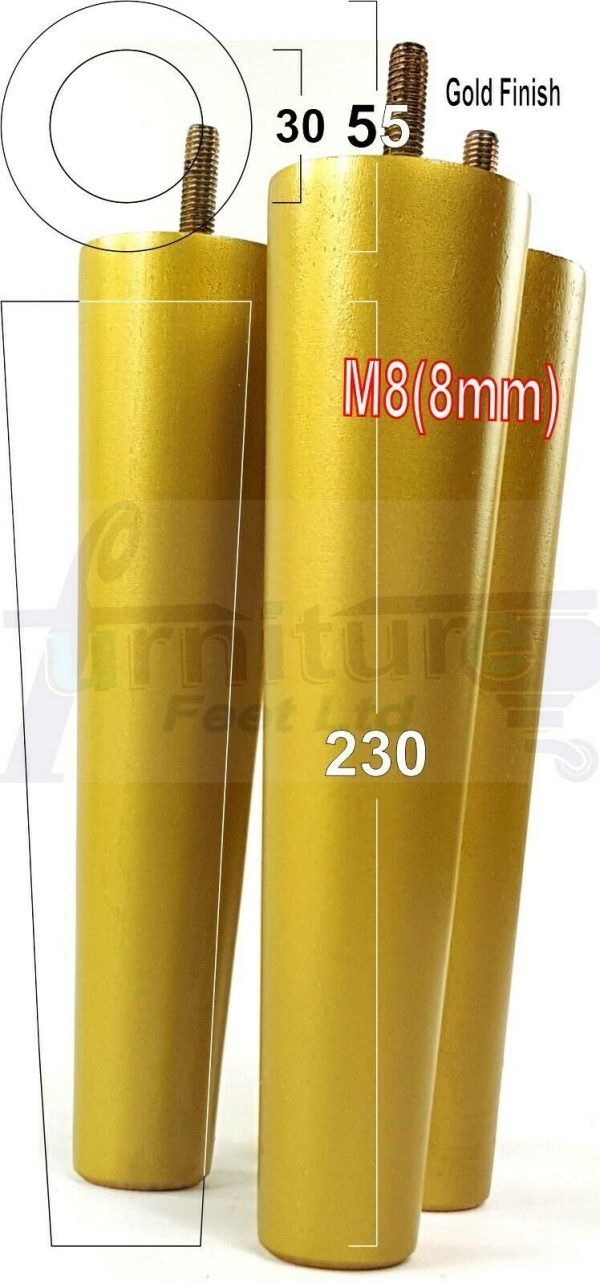 4x WOOD REPLACEMENT FURNITURE CHAIR LEGS M8(8mm) SOFA - SETTEE FEET 230mm HIGH - Image 22