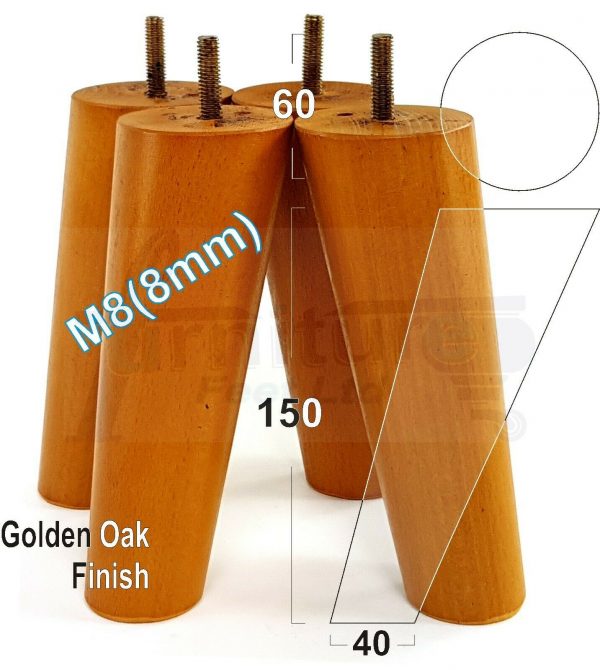 4x WOODEN ANGLED SOFA LEGS 150mm High CHAIR FURNITURE REPLACEMENT FEET M8(8mm) - Image 21