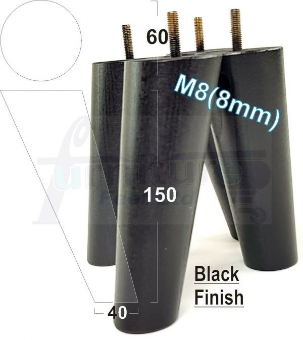 4x WOODEN ANGLED SOFA LEGS 150mm High CHAIR FURNITURE REPLACEMENT FEET M8(8mm) - Image 15