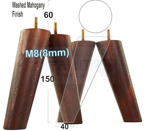 4x WOODEN ANGLED SOFA LEGS 150mm High CHAIR FURNITURE REPLACEMENT FEET M8(8mm) - Image 24