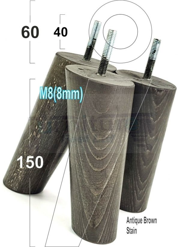 4x WOODEN ANGLED SOFA LEGS 150mm High CHAIR FURNITURE REPLACEMENT FEET M8(8mm) - Image 14