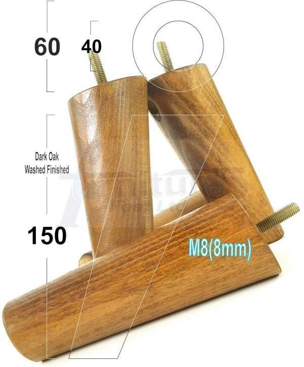 4x WOODEN ANGLED SOFA LEGS 150mm High CHAIR FURNITURE REPLACEMENT FEET M8(8mm) - Image 18