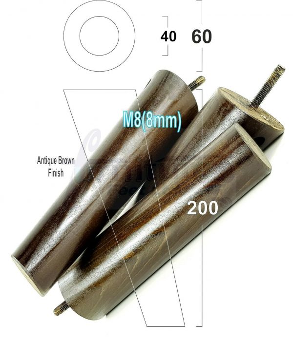 4x WOODEN ANGLED SOFA LEGS 200mm High CHAIR FURNITURE REPLACEMENT FEET M8(8mm) - Image 12