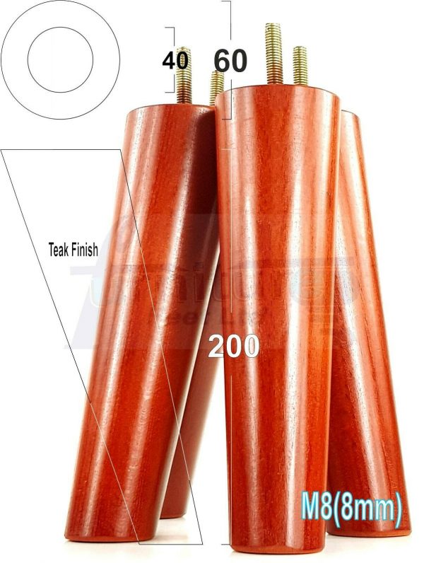 4x WOODEN ANGLED SOFA LEGS 200mm High CHAIR FURNITURE REPLACEMENT FEET M8(8mm) - Image 29
