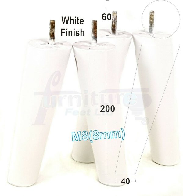 4x WOODEN ANGLED SOFA LEGS 200mm High CHAIR FURNITURE REPLACEMENT FEET M8(8mm) - Image 30
