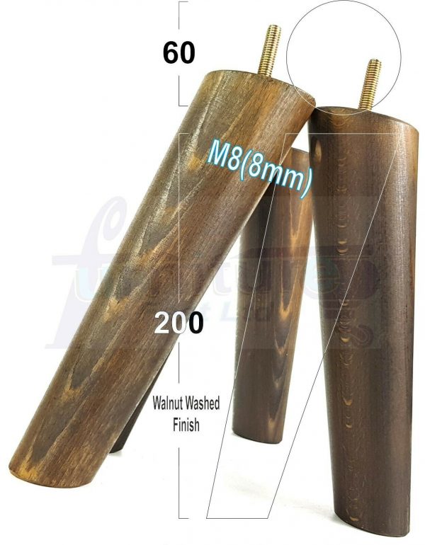 4x WOODEN ANGLED SOFA LEGS 200mm High CHAIR FURNITURE REPLACEMENT FEET M8(8mm) - Image 19