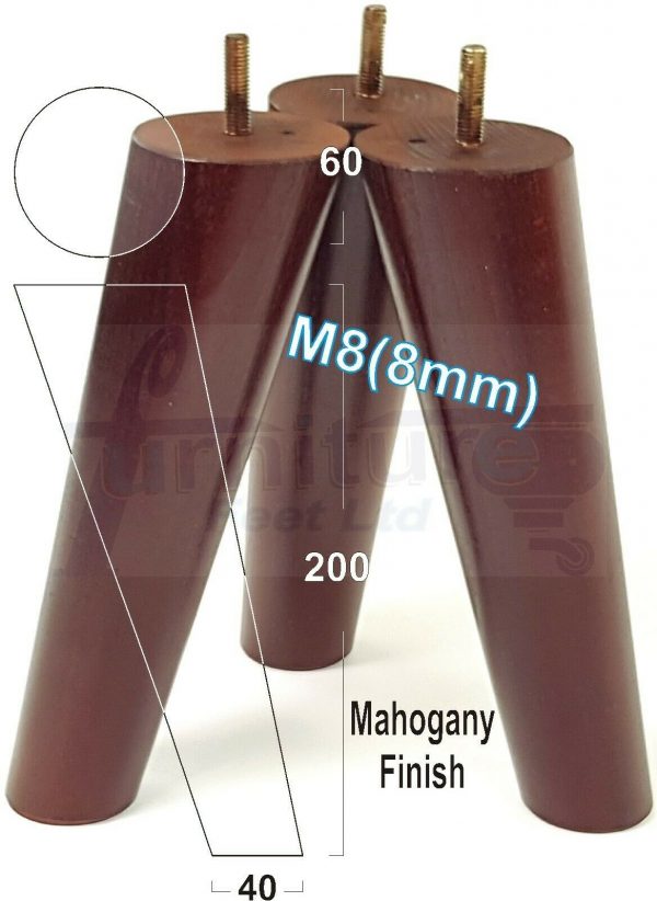 4x WOODEN ANGLED SOFA LEGS 200mm High CHAIR FURNITURE REPLACEMENT FEET M8(8mm) - Image 22